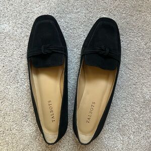 Talbots Black Suede-Like Flats with Tassel Detail